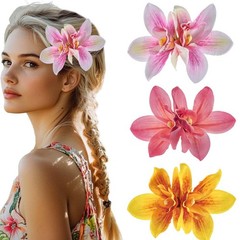 Outyua 5.9 Inches Hawaiian Flower Hair Clips 1 Count (Pack of 1), B-Hibiscus