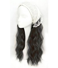 New Fashion White Lace Headband Wavy Heat-Resistant Synthetic Hair Topper 20″