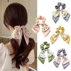 5 Pcs Floral Hair Scarf Scrunchies Bowknot hair ribbons Hand Bands Elastic