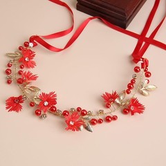 2 PCS Red Daisy Pearl Flower Vine Rhinestones Headband Flower Headband Floral…