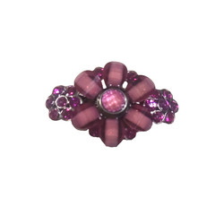 Hair Barrette Tension Clip Purple Rhinestone Flower Church Small Easter Party