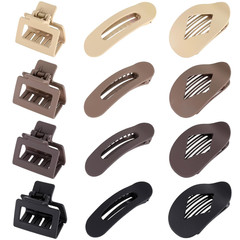 12 Pack Flat Hair Clips for Women-3 Styles Matte Neutral Flat Claw Clips, Black,