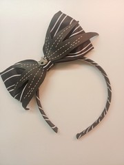 Disney Jack Skellington Striped Bow Headband Black & White Halloween
