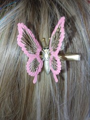 Butterfly Pink vintage Metal Hair Clip, y2k Women Teens Casual Party Accessory