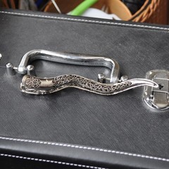 Jeweled 6″ Hair Clip Decorative Strong Spring Clamp w/ Pegs Pewter Color Glam