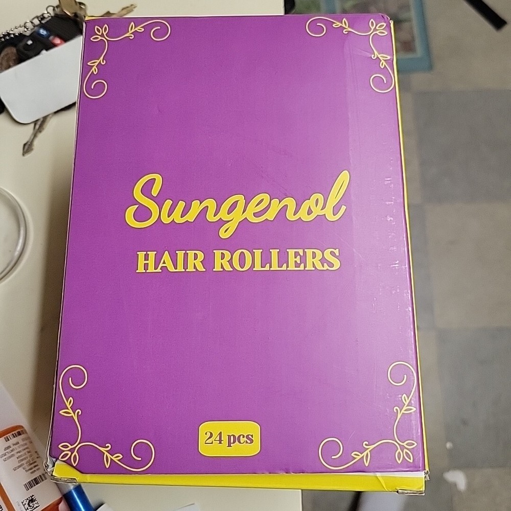 Hair Rollers 24 Piece Nylon Fiber 2 Sizes + Comb, 10 Clips New In Box Sungenol
