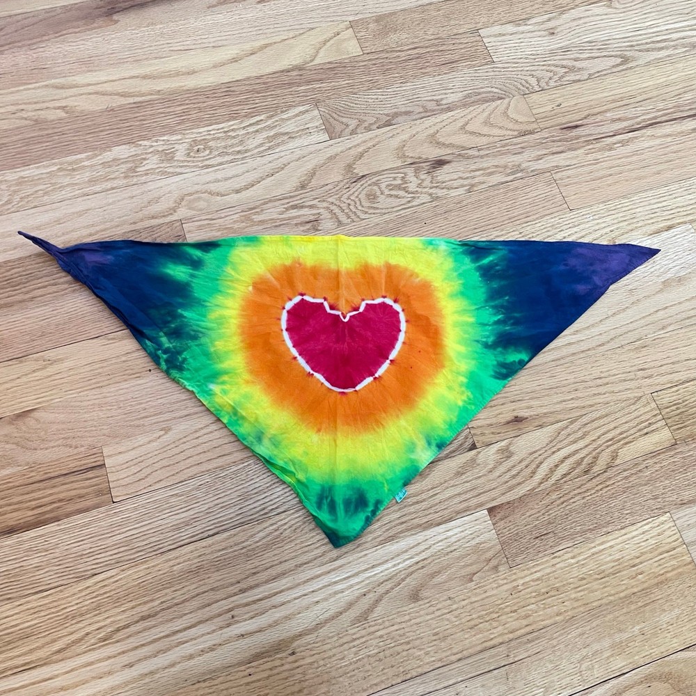 Handmade bandana tie dye triangle rainbow heart
