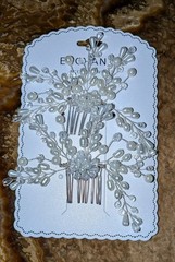 2 Pearl & Crystal Bridal Comb White Flower Special Occasion Hair Comb