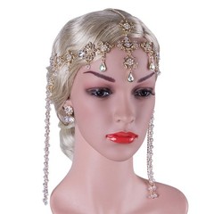 1920s Flapper Headpiece + Earrings Crystal Rhinestone Head Pieces Roaring 20s…