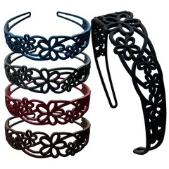 5pcs Wide Flower Headbands for Girls Women Plastic Hairbands with Teeth Hard