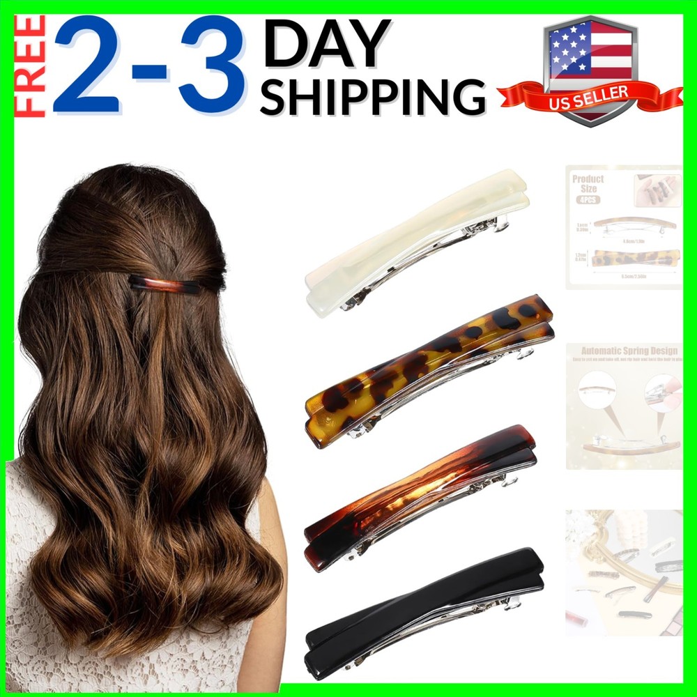 French Barrette Hair Clips for Women 8PCS 2.56 Inch Small Tortoise Shell Hair…