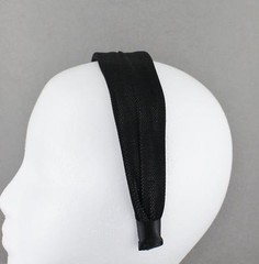 Black headband 1 5/8″ wide shiny satin fabric covered hair band no teeth