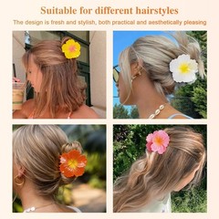 4 Pcs Hawaiian Flower Hair Claw Clips for 1 Count (Pack of 4), Hibiscus