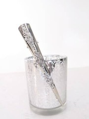 Silver tone metal filigree alligator hair claw clip clamp