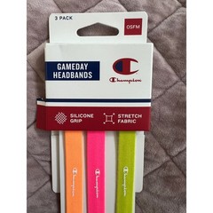 Champion Gameday Headbands 3 Pack Neon Orange Pink Yellow Silicone Grip OSFM