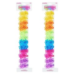 24pc Flower-Shaped Bright Multicolored Twin Bead Ponytail Elastics