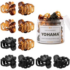 10 pcs Hair Clips Small 1.57 in Octopus Claw Clips Medium Jaw A-Black+Brown