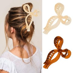 Bow Hair Claw Clips Elegant Large Accessories for Women Gift Beige&Brown