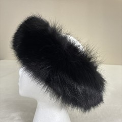 New Finland Fox Fur Headbands: Black & Grey Speckled Made in Canada Bnfts Chrty