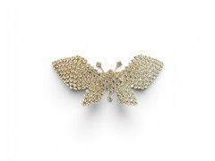 Vintage Rhinestone Butterfly Barrette Pave Crystal Silver Tone French Clip 4
