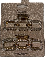 NATASHA HAIR CLIPS Faux Pearls And Rhinestones -Lead Compliant- New Set of 2
