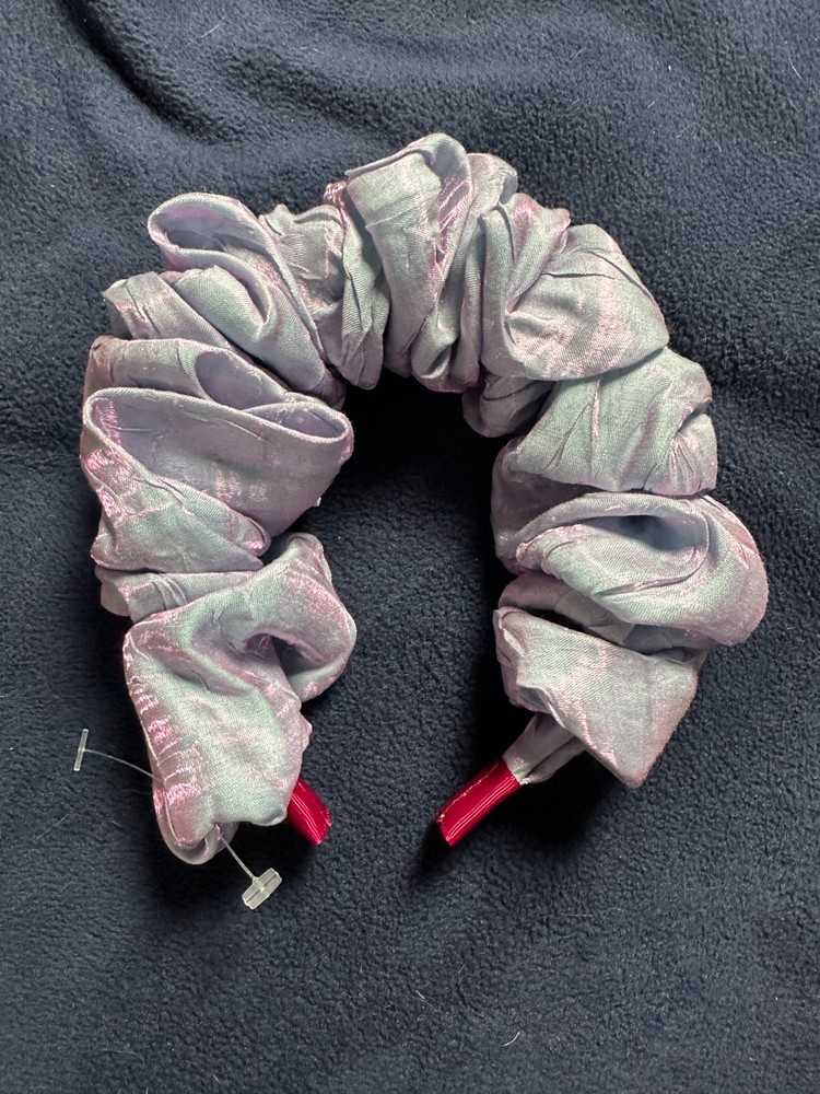 Ruffle Headband Periwinkle Pink Purple One Size New Puffy Volume Sateen Girly