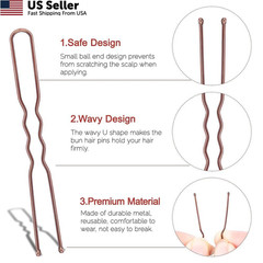IKOCO 2.4 inch U Shaped Hair Pins for Women, Bun 1 Count (Pack of 80), Brown