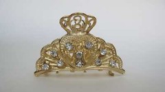 Gold or silver clear or AB crystal heart metal hair claw clip jaw clip