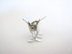 Small mini shiny silver tone metal hair claw clip