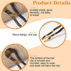 6 Pcs Tortoise Shell French Hair Pins U-Shaped Acetate Bun Sticks for Women