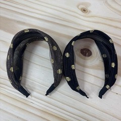 2 Pk Women’s Wide Mesh Headbands Black Brown Gold Dot Hairbands Hair Accessories