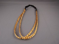 Blonde thin skinny faux hair braid double headband braided