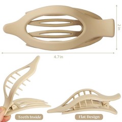 CHANDAT Flat Hair Clip 6 pcs Lay Down Claw Clips 1 Count (Pack of 6), Brown