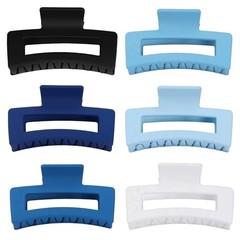 3.5 Inch Medium Hair Claw Clips 6 Pack Hair Clips for Women Square Blue
