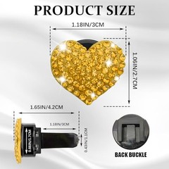 4PCS Heart-Shaped Car Vent Clip with Rhinestone, Vent Clip Car Style1 Yellow