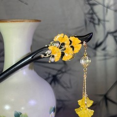 Double Sided Wooden Hair Stick Tassel Chinese Style Hairpin