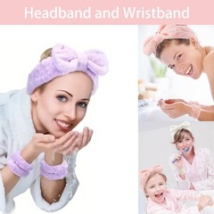 Skincare Wash Spa Headband and Wristband Set Quilted Makeup Bag Blank Cards G…