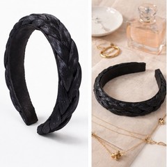 nOir Braided Metallic Padded Headband Black Gunmetal NEW