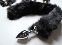 Black Pink White Cute Ear With Bell Bows Cat Ears BDSM Pet Play Set Cosplay