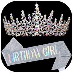 BIRTHDAY GIRL Sash for Women Happy Birthday Sashes and Crowns for Girls Crystal