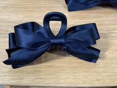 Lot of 3 2-piece Big Bow Hair Claw Clips In Black for Women Thick Curly Straight