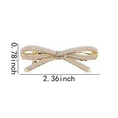 French Bow Crystal Rhinestone Pearl Hair Clips Barrette Gold Bridal Wedding