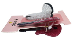 Piper K Boot & Pink Guitar Western Hair Clip Nashville Cowgirl New Nashvillle
