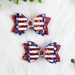 4th of July Hair Bow Clips Independence Day Hair Clips Glitter Bows for Girls…