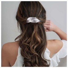 Hair Clip, Silver Leaf Feather Barrette Clips Headpieces, Metal Leaf Hairclip…