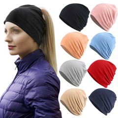 Women’s Ponytail Beanie Soft Stretch Winter Hat with Tail Hole Runner Skiing Cap