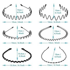 6 PCS Metal Hair Headband Wave Style Hoop Band Comb Sports Hairband Men Women