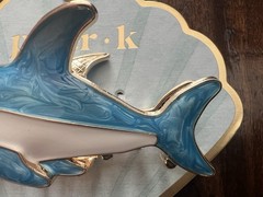 SHARK Hair Clip PIPER K Metal Gold with Color Enamel Design Shark Week Large NEW
