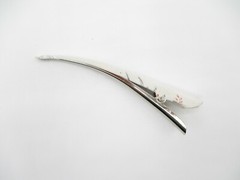 Simple White with Subtle Pattern Minimalist Kimono Long Hair Clip 130mm