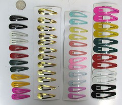 LOT OF 6 ,12 PACK- WOMAN SNAP HAIR CLIP, COLOR PLATED METAL, SPRING CLIP-
